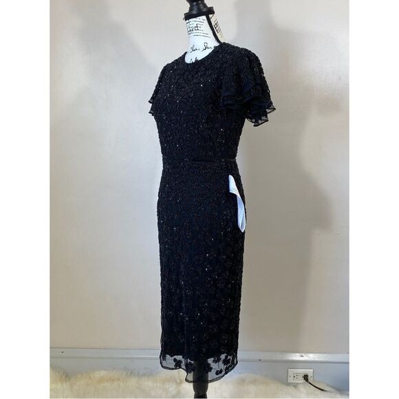 Mac Duggal Floral Beaded Sheath Dress size 2 - Picture 7 of 12